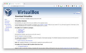 Nedlastingssiden for VirtualBox